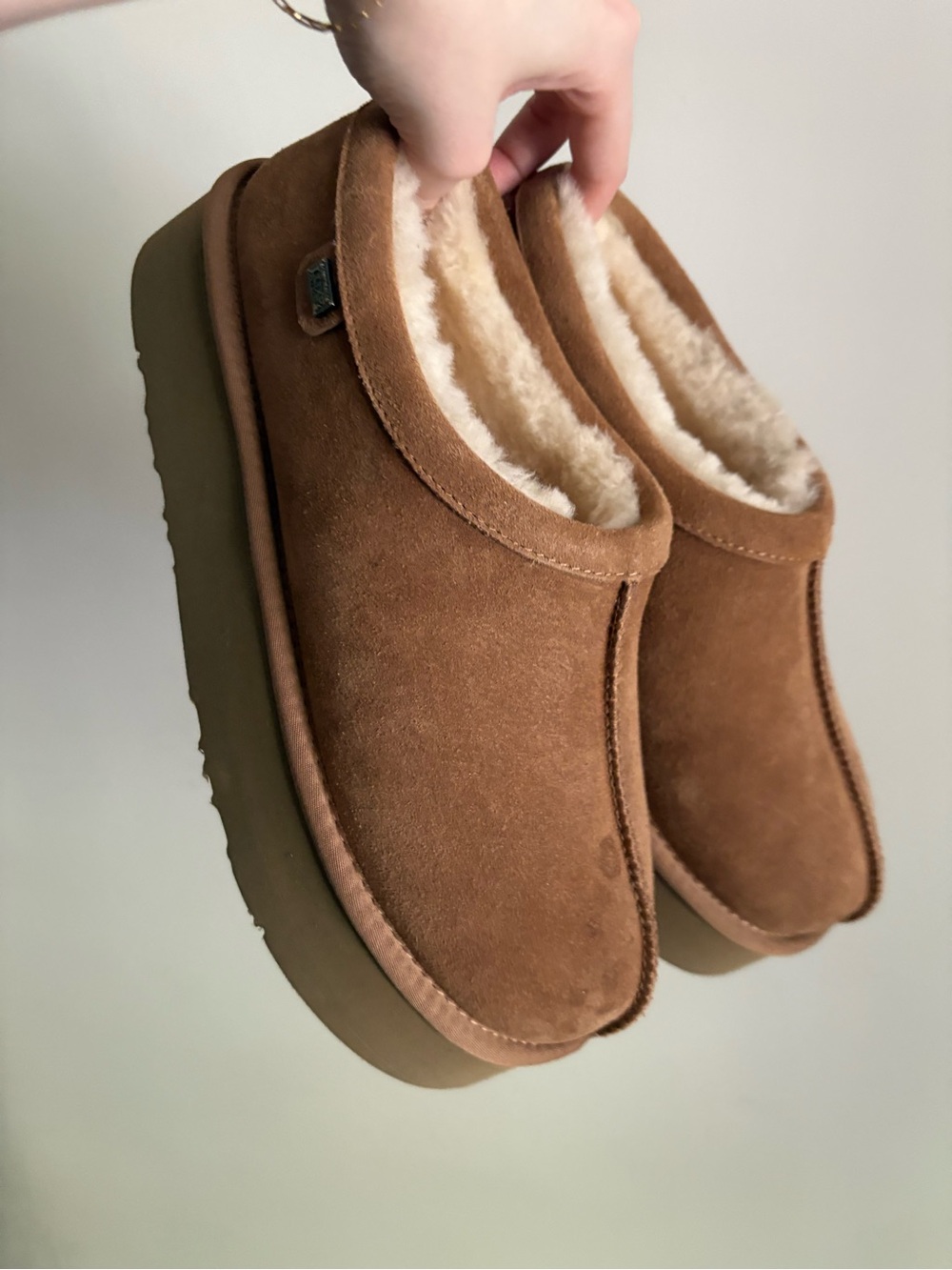 Australia Luxe Collective Cozy Suede Shearling-Lined platform clog slipper mules
